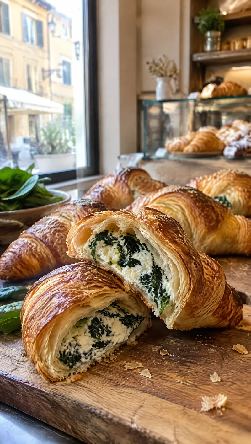 Croissant salati ripieni di ricotta e spinaci