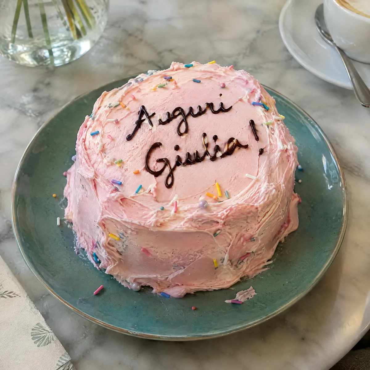 Ugly cake rosa con dedica scritta a mano